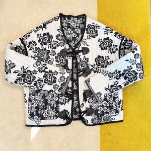 Floral Black and White Quilted Jacket